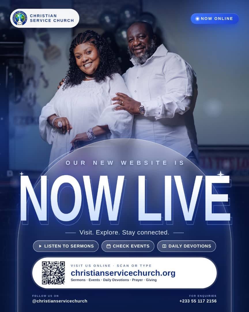 “Now live” flyer announcing the church website launch