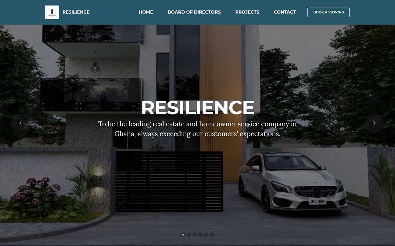 Resilience Estate website: homepage preview